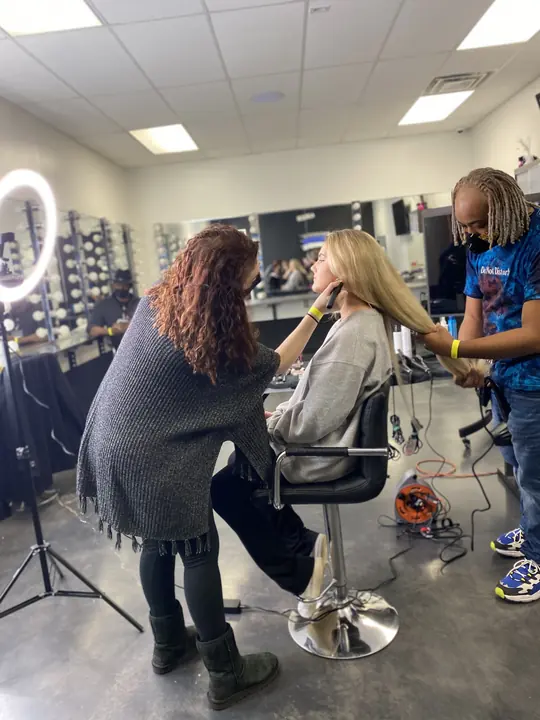Hair and makeup on the salon floor
